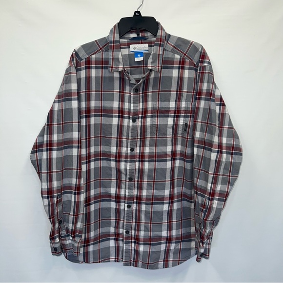 Columbia Button Up Adult XL Mens Multicolor Plaid Long Sleeve 100% Cotton Shirt - Picture 1 of 16